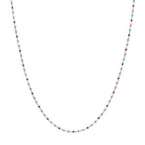 collier bolletjes gekleurd emaille 36 + 4 cm zilver gerhodineerd