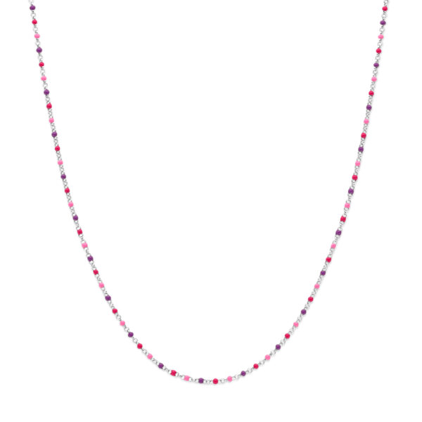 collier bolletjes gekleurd emaille 36 + 4 cm zilver gerhodineerd