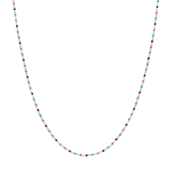 collier bolletjes gekleurd emaille 36 + 4 cm zilver gerhodineerd