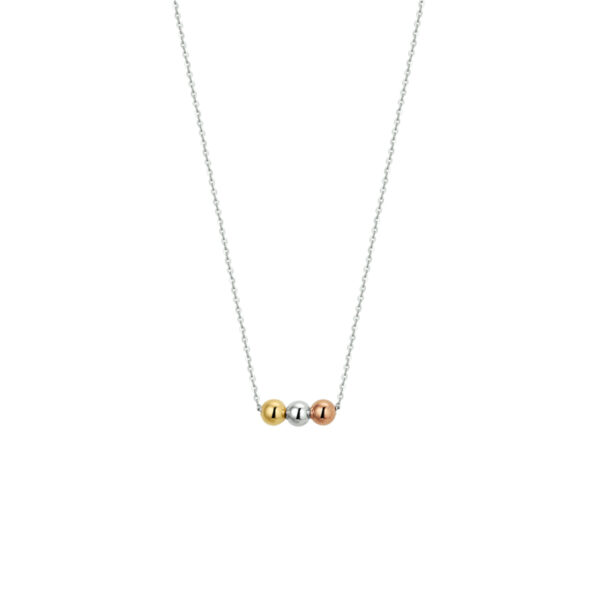 collier bolletjes tricolor 40 - 42 - 44 cm 14K tricolor goud