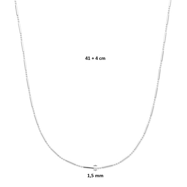 collier buisjes 1,5 mm 41 + 4 cm zilver gerhodineerd - Afbeelding 4