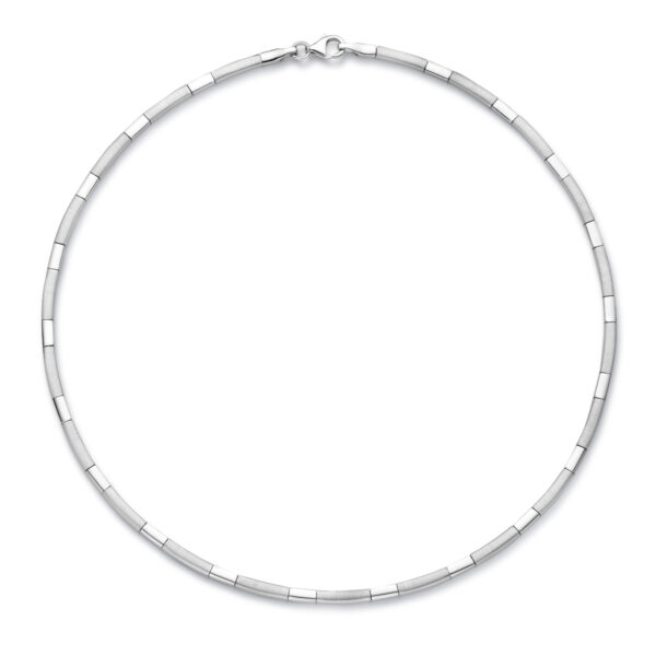 collier choker 3,3 mm 43 cm poli/mat zilver gerhodineerd - Afbeelding 3