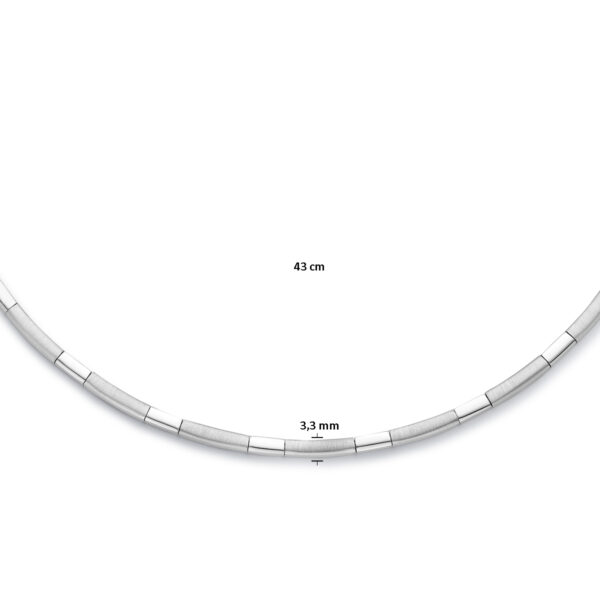 collier choker 3,3 mm 43 cm poli/mat zilver gerhodineerd - Afbeelding 4