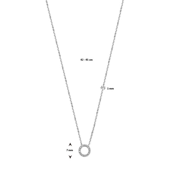collier cirkel diamant 0.08ct h si 42 - 45 cm 14K witgoud - Afbeelding 4
