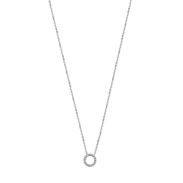 collier cirkel diamant 0.08ct h si 42 - 45 cm 14K witgoud