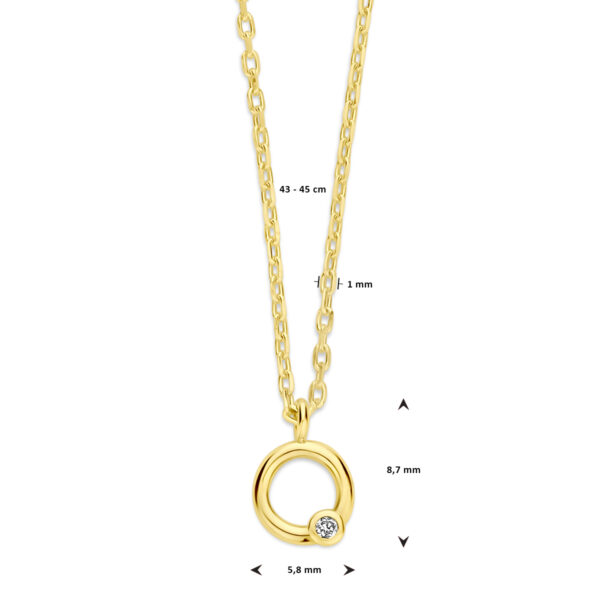 collier cirkel en diamant 0.01ct h si 43 - 45 cm 14K geelgoud - Afbeelding 4
