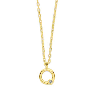 collier cirkel en diamant 0.01ct h si 43 - 45 cm 14K geelgoud