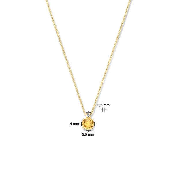 collier citrien en diamant 0.015ct h si 40 cm 14K geelgoud - Afbeelding 4