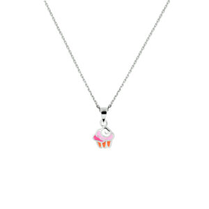 collier cupcake 36 + 4 cm zilver gerhodineerd