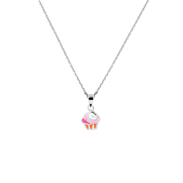 collier cupcake 36 + 4 cm zilver gerhodineerd