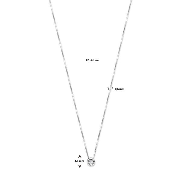 collier diamant 0.05ct h si 42 – 45 cm 14K witgoud - Afbeelding 4