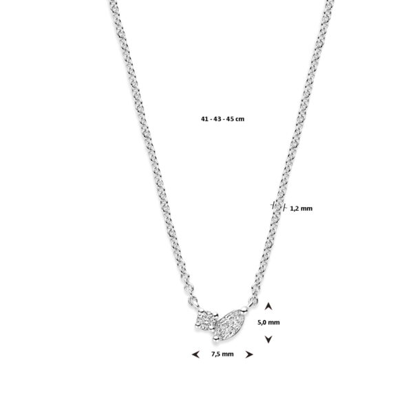 collier diamant 0.14ct h si 41 - 43 - 45 cm 14K witgoud - Afbeelding 4