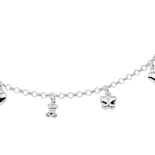 collier diverse bedels 42 cm zilver wit
