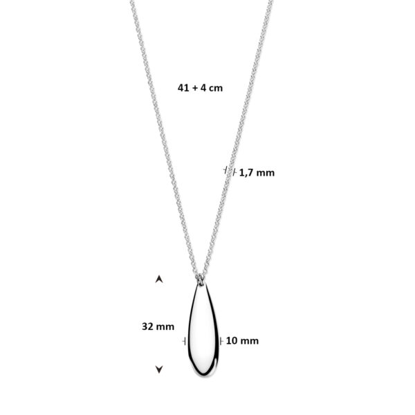 collier druppel 41 + 4 cm zilver gerhodineerd - Afbeelding 4