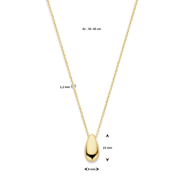 collier druppel 41 - 43 - 45 cm 3 micron zilver verguld (geel) - Afbeelding 4