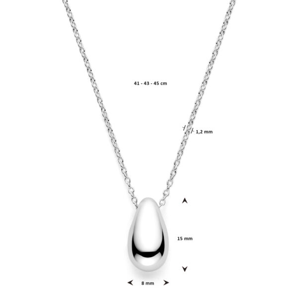 collier druppel 41 - 43 - 45 cm zilver gerhodineerd - Afbeelding 4