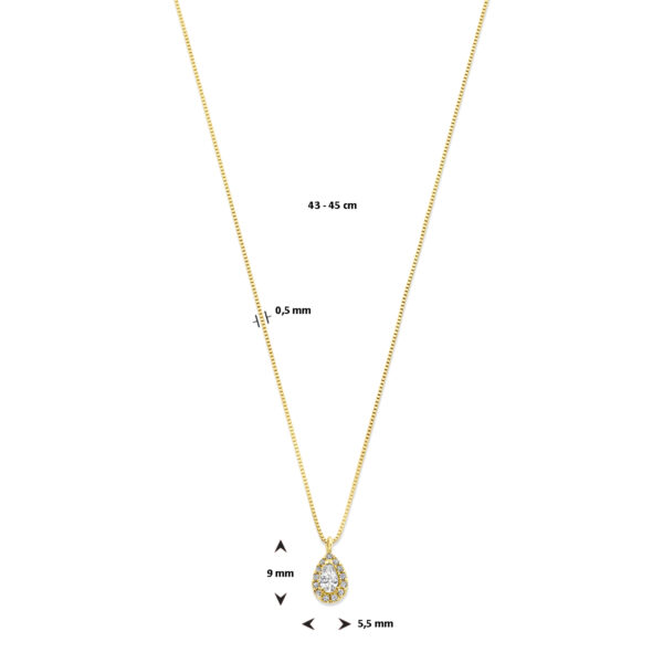 collier druppel en zirkonia 43 - 45 cm 14K geelgoud - Afbeelding 4