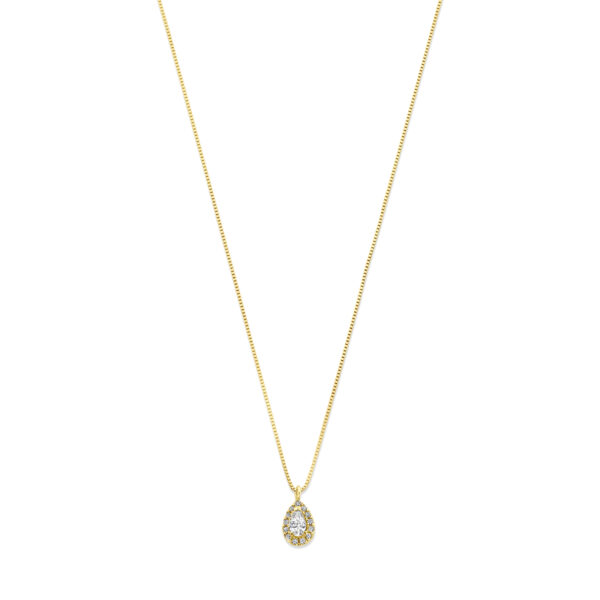 collier druppel en zirkonia 43 - 45 cm 14K geelgoud