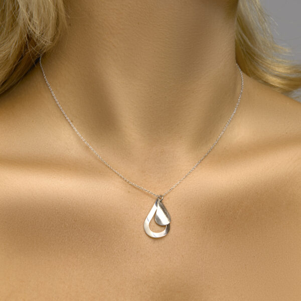collier druppel poli/mat 40 + 4 cm zilver gerhodineerd - Afbeelding 2