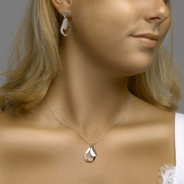 collier druppel poli/mat 40 + 4 cm zilver gerhodineerd - Afbeelding 3