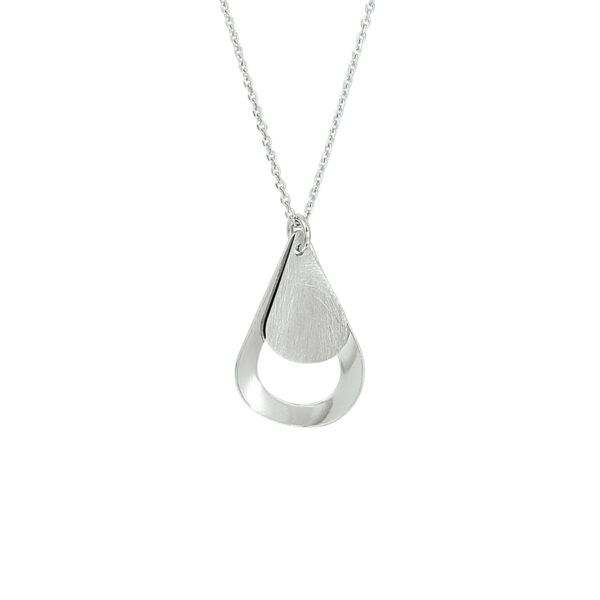 collier druppel poli/mat 40 + 4 cm zilver gerhodineerd