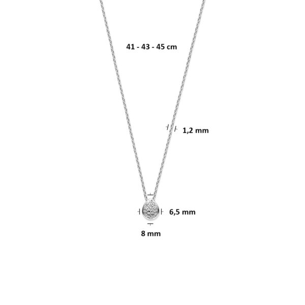 collier druppel zirkonia 41 - 43 - 45 cm zilver gerhodineerd - Afbeelding 4