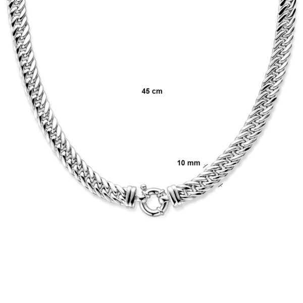 collier dubbel gourmette plat 10 mm 45 cm met groot springslot zilver wit - Afbeelding 3