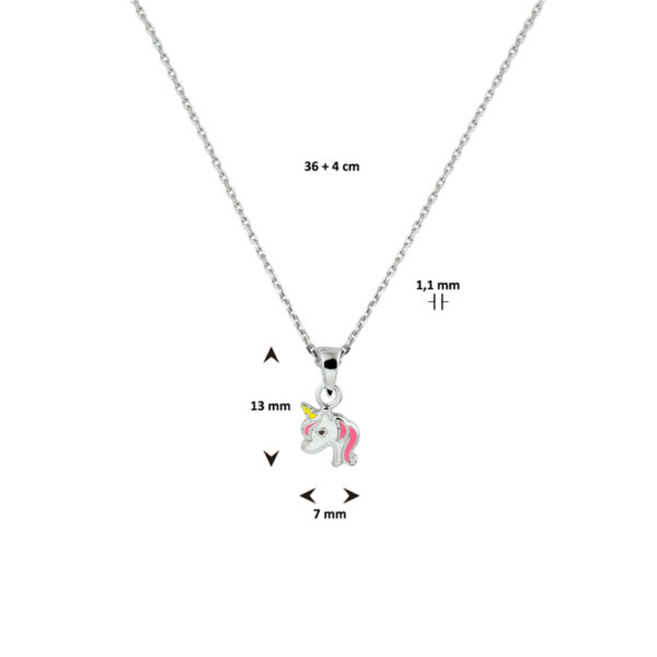 collier eenhoorn 36 + 4 cm zilver gerhodineerd - Afbeelding 2