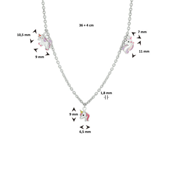 collier eenhoorn 36 + 4 cm zilver gerhodineerd - Afbeelding 4