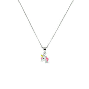 collier eenhoorn 36 + 4 cm zilver gerhodineerd