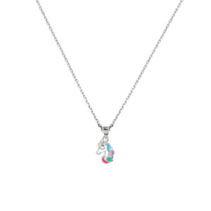 collier eenhoorn 36 + 4 cm zilver gerhodineerd
