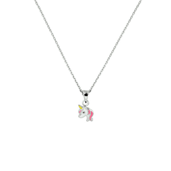 collier eenhoorn 36 + 4 cm zilver gerhodineerd