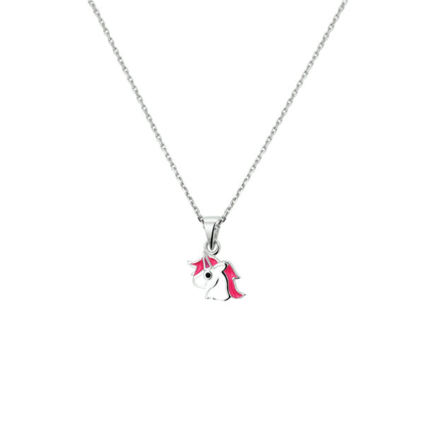 collier emaille eenhoorn 36 + 4 cm zilver gerhodineerd