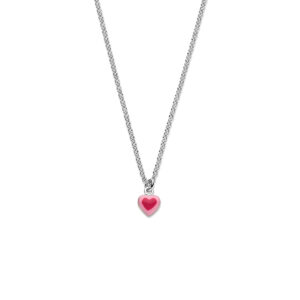 collier emaille hartje 34 + 2 cm zilver gerhodineerd