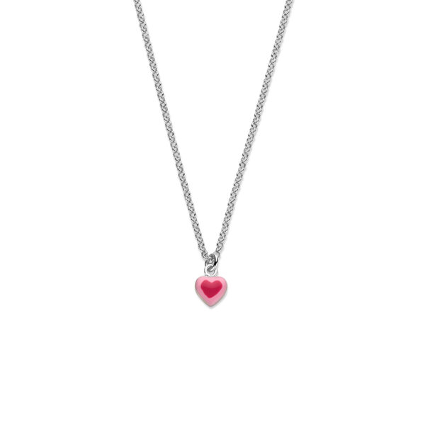 collier emaille hartje 34 + 2 cm zilver gerhodineerd