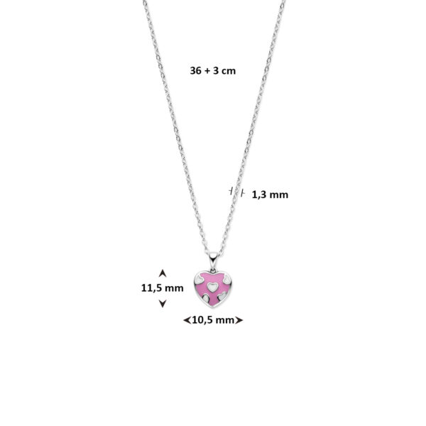 collier emaille hartje 36 + 3 cm zilver gerhodineerd - Afbeelding 4