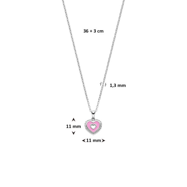 collier emaille hartje 36 + 3 cm zilver gerhodineerd - Afbeelding 4