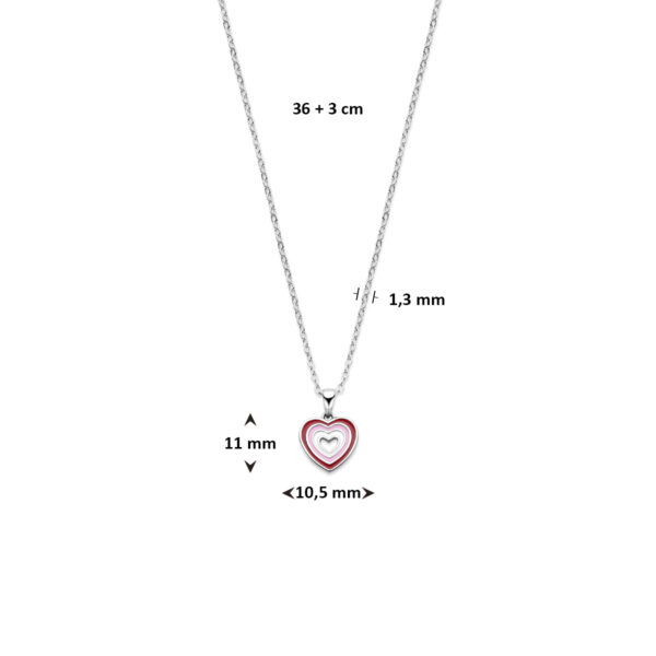 collier emaille hartje 36 + 3 cm zilver gerhodineerd - Afbeelding 4