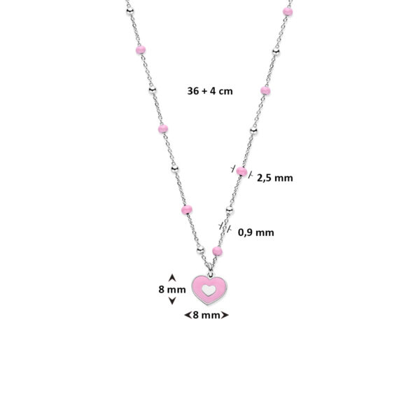 collier emaille hartje 36 + 4 cm zilver gerhodineerd - Afbeelding 4