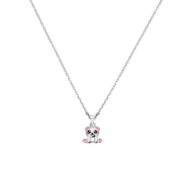 collier emaille panda 36 + 4 cm zilver gerhodineerd