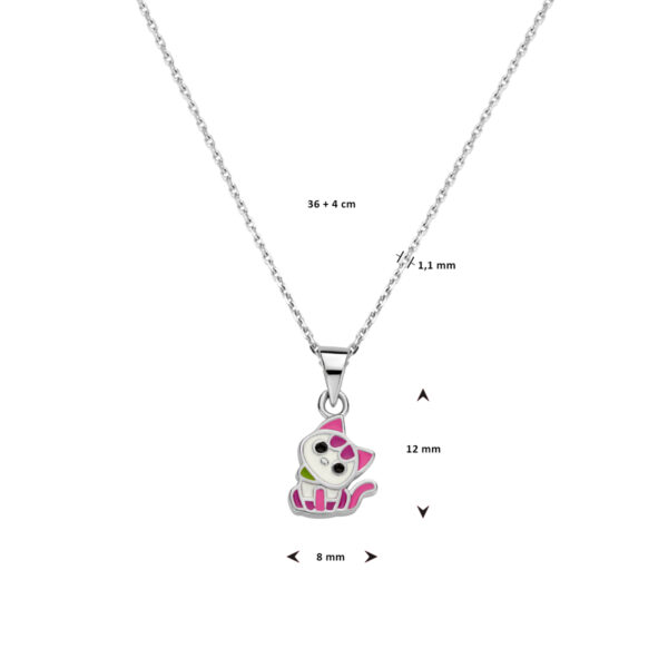 collier emaille poes 36 + 4 cm zilver gerhodineerd - Afbeelding 2