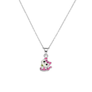 collier emaille poes 36 + 4 cm zilver gerhodineerd