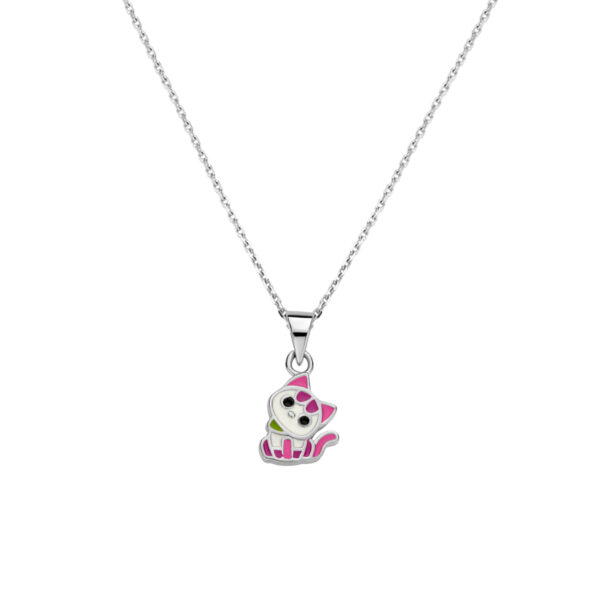 collier emaille poes 36 + 4 cm zilver gerhodineerd