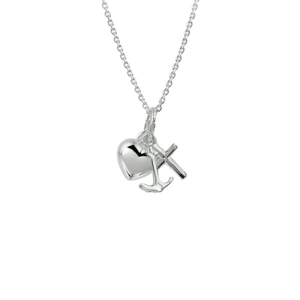 collier geloof, hoop en liefde 41 + 4 cm zilver gerhodineerd