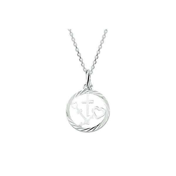 collier geloof, hoop en liefde 41 + 4 cm zilver gerhodineerd
