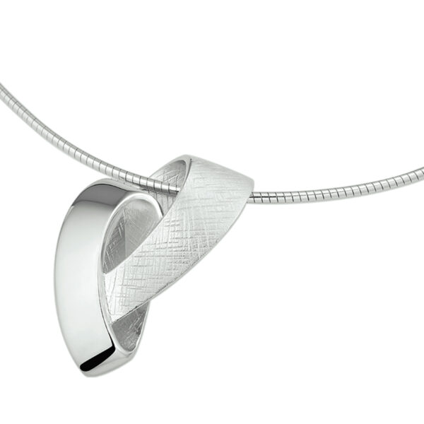 collier gescratcht 42 + 3 cm zilver gerhodineerd