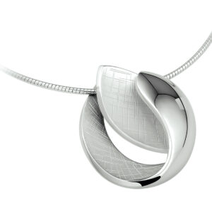 collier gescratcht 42 + 3 cm zilver gerhodineerd