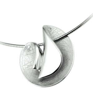 collier gescratcht 42 + 3 cm zilver gerhodineerd