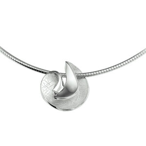 collier gescratcht 42 + 3 cm zilver gerhodineerd