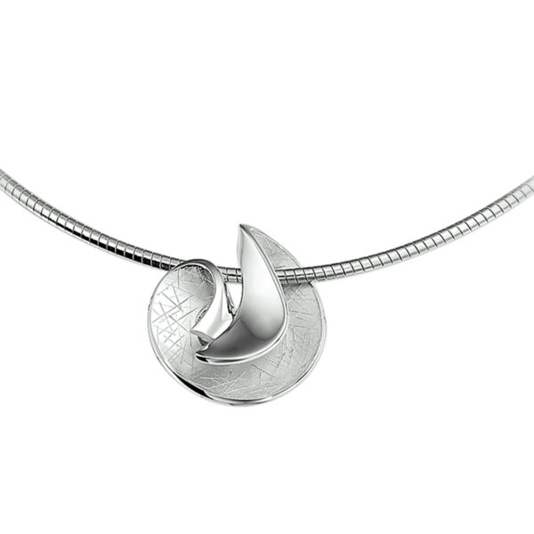 collier gescratcht 42 + 3 cm zilver gerhodineerd